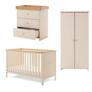 Obaby Evie Mini 3 Piece Room Set with Cot Bed, Dresser & Wardobe