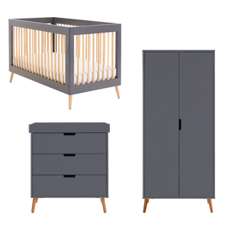 Obaby Maya Mini 3 Piece with Cot Bed, Dresser Changer & Wardrobe