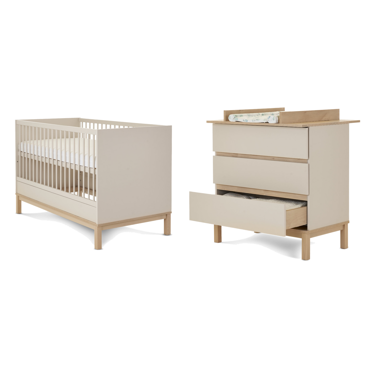 Obaby Astrid Mini 2 Piece Room Set with Cot Bed and Dresser Changer