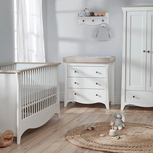 CuddleCo Clara 3 Piece Set with Cot Bed, Dresser and Wardrobe