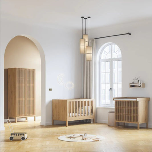 Tutti Bambini Japandi 3 Piece with Cot Bed, Dresser Changer and Wardrobe