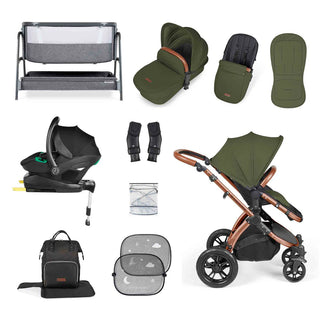 Ickle Bubba Stomp Luxe Travel & Home Bundle with Car Seat, Isofix Base & Bubba&Me Crib