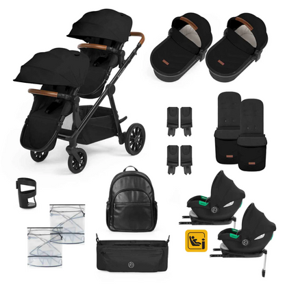 Ickle Bubba Virgo Twin Travel System with i-Size Cirrus Car Seats & ISOFIX Bases