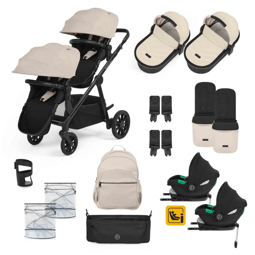 Ickle Bubba Virgo Twin Travel System with i-Size Cirrus Car Seats & ISOFIX Bases