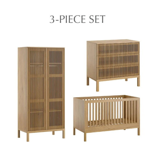 Tutti Bambini Japandi Mini 3 Piece with Cot Bed, Dresser Changer and Wardrobe