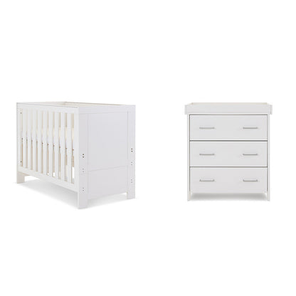 Obaby Nika Mini 2 Piece Room Set with Cot Bed and Dresser Changer