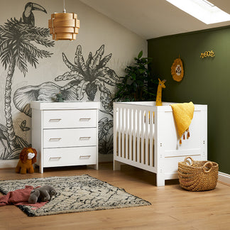 Obaby Nika Mini 2 Piece Room Set with Cot Bed and Dresser Changer