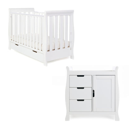 Obaby Stamford Mini 2 Piece Room Set with Cot Bed with Dresser Changer