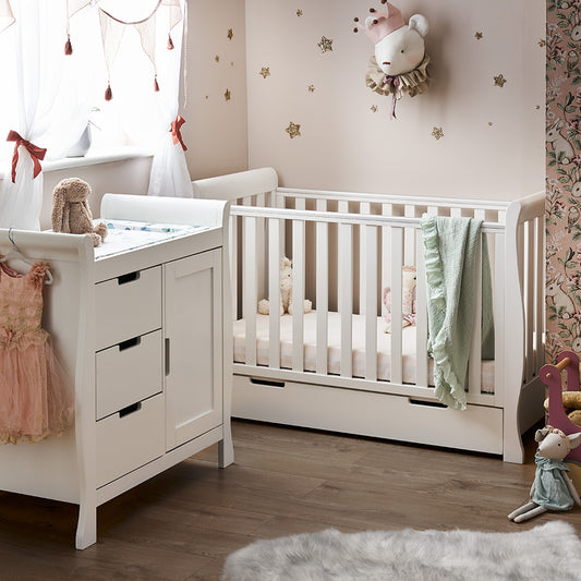 Obaby Stamford Mini 2 Piece Room Set with Cot Bed with Dresser Changer