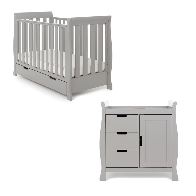 Obaby Stamford Mini 2 Piece Room Set with Cot Bed with Dresser Changer