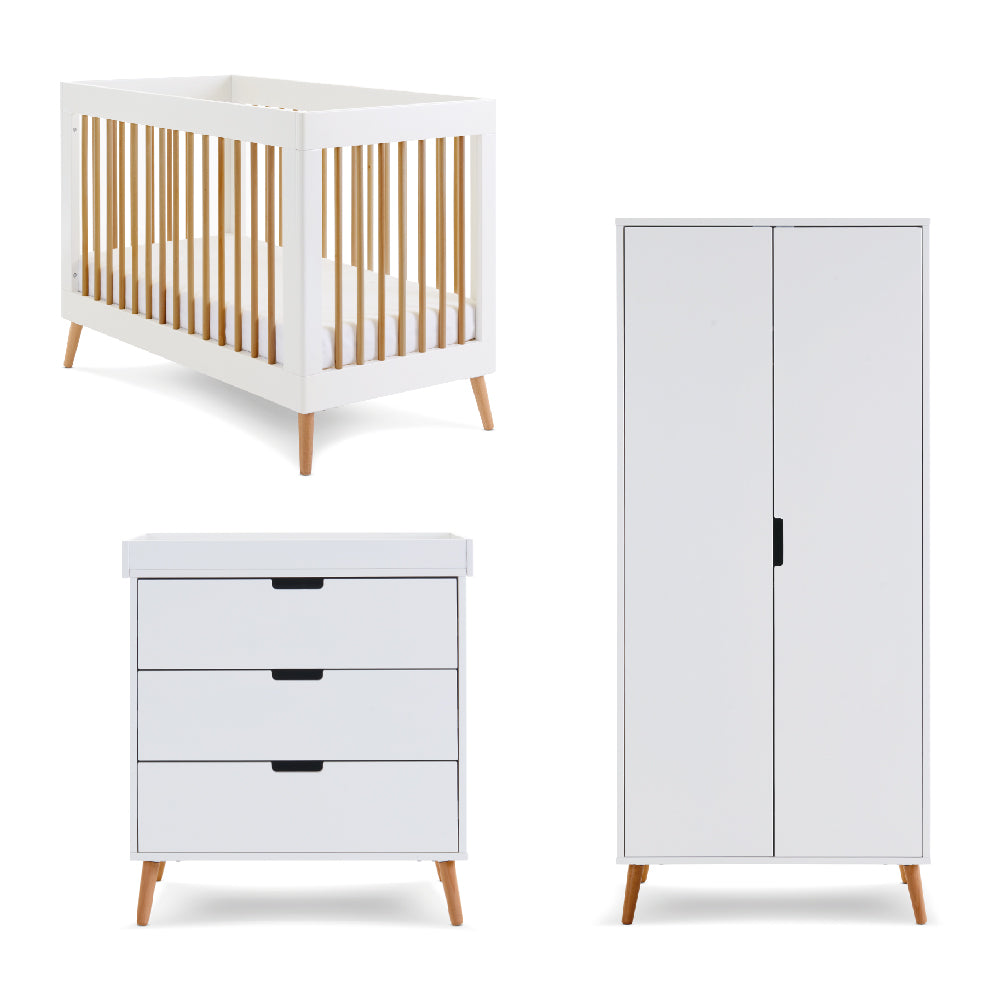 Obaby Maya Mini 3 Piece with Cot Bed, Dresser Changer & Wardrobe