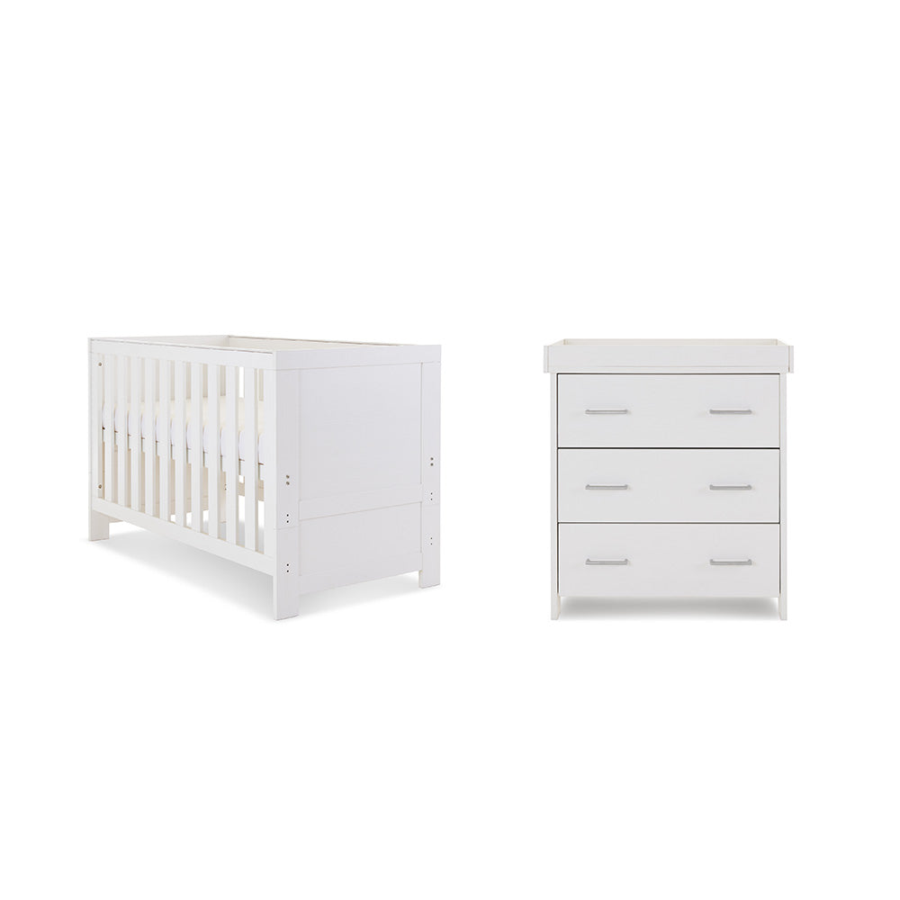 Obaby Nika 2 Piece Room Set with Cot Bed and Dresser Changer