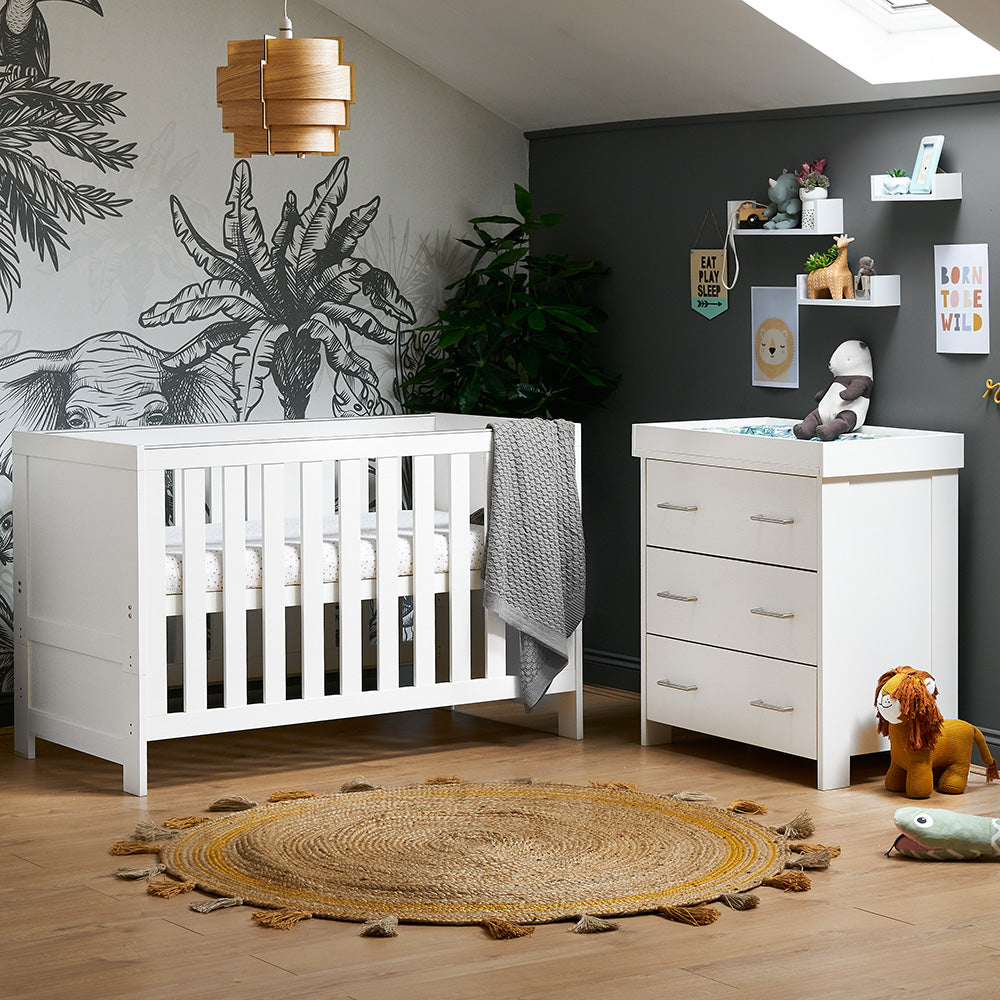 Obaby Nika 2 Piece Room Set with Cot Bed and Dresser Changer