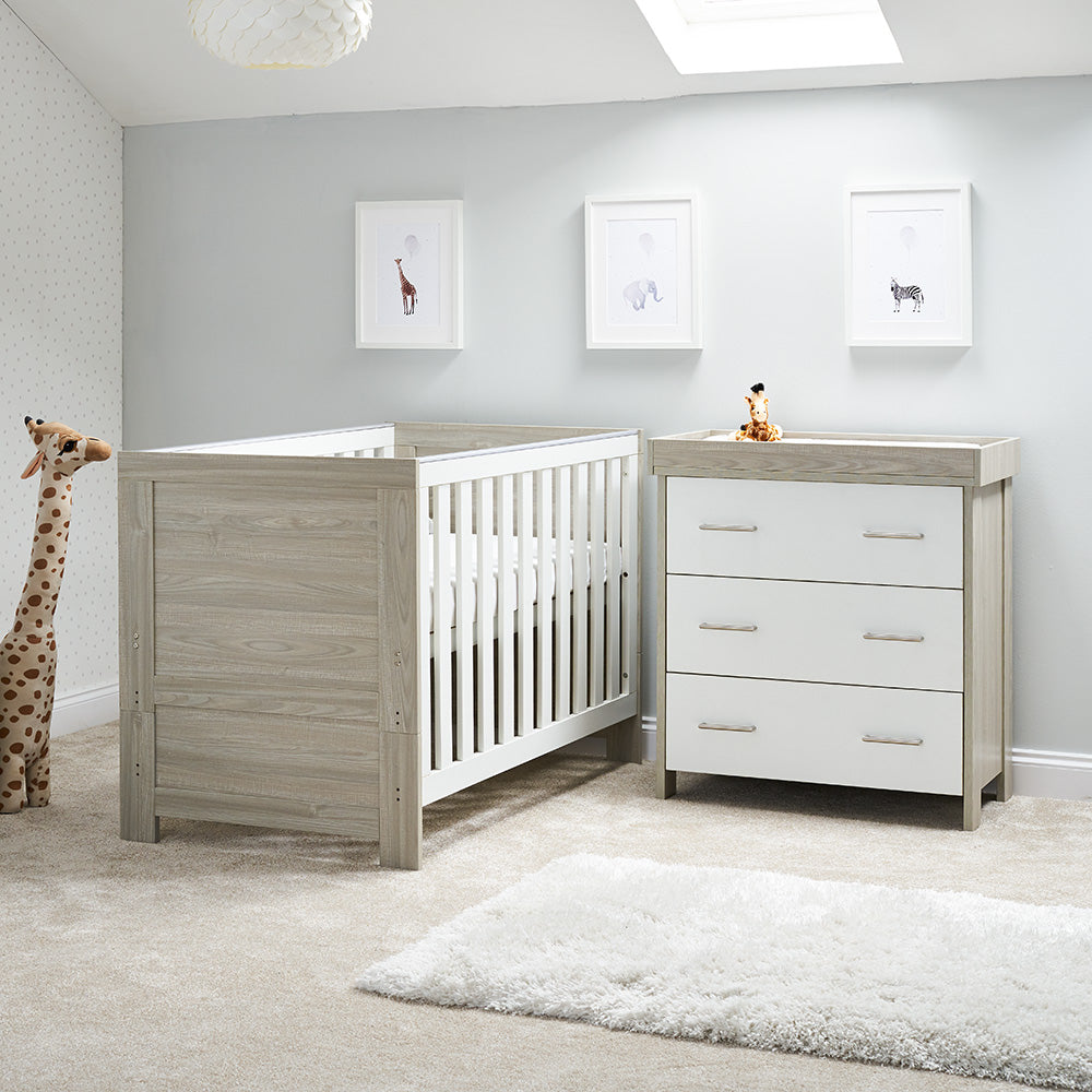 Obaby Nika 2 Piece Room Set with Cot Bed and Dresser Changer