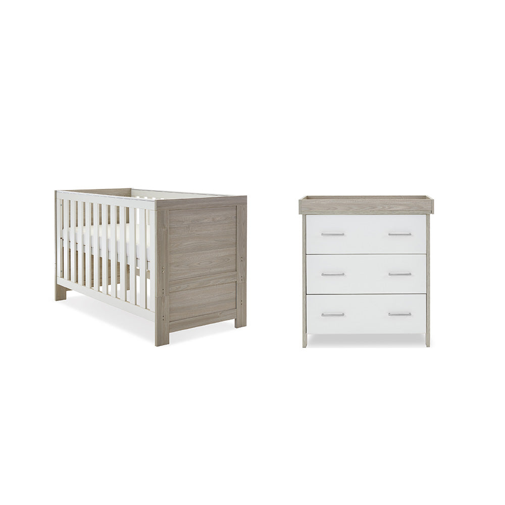 Obaby Nika 2 Piece Room Set with Cot Bed and Dresser Changer