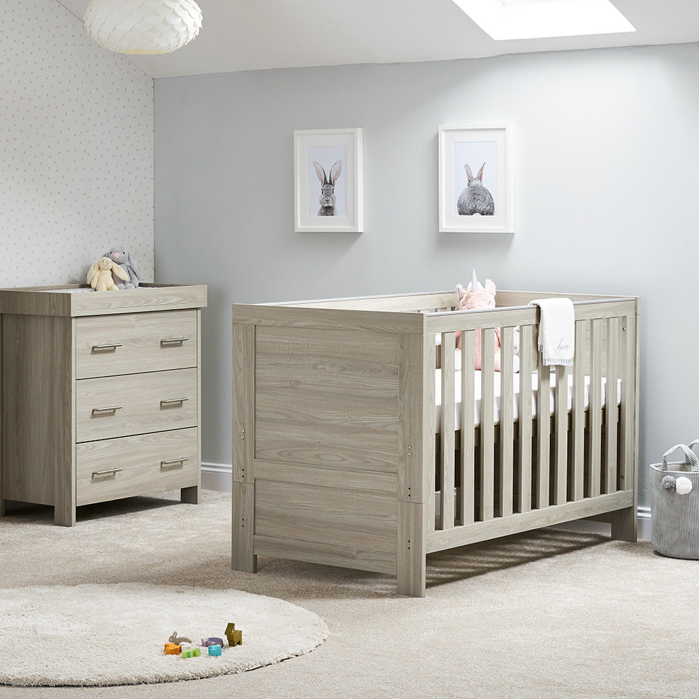 Obaby Nika 2 Piece Room Set with Cot Bed and Dresser Changer