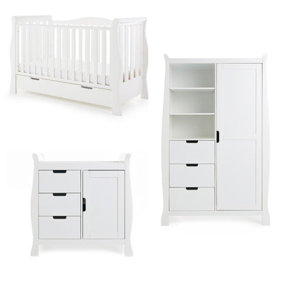 Obaby Stamford Luxe 3 Piece Room Set with Cot Bed, Dresser & Wardrobe