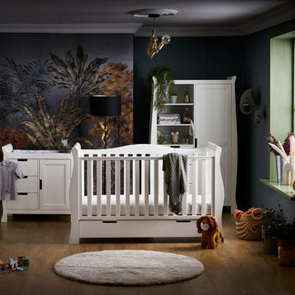 Obaby Stamford Luxe 3 Piece Room Set with Cot Bed, Dresser & Wardrobe