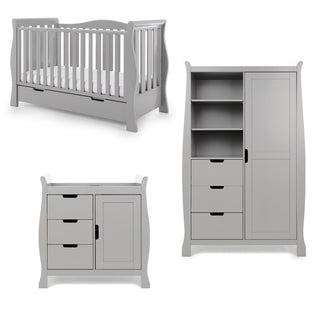 Obaby Stamford Luxe 3 Piece Room Set with Cot Bed, Dresser & Wardrobe