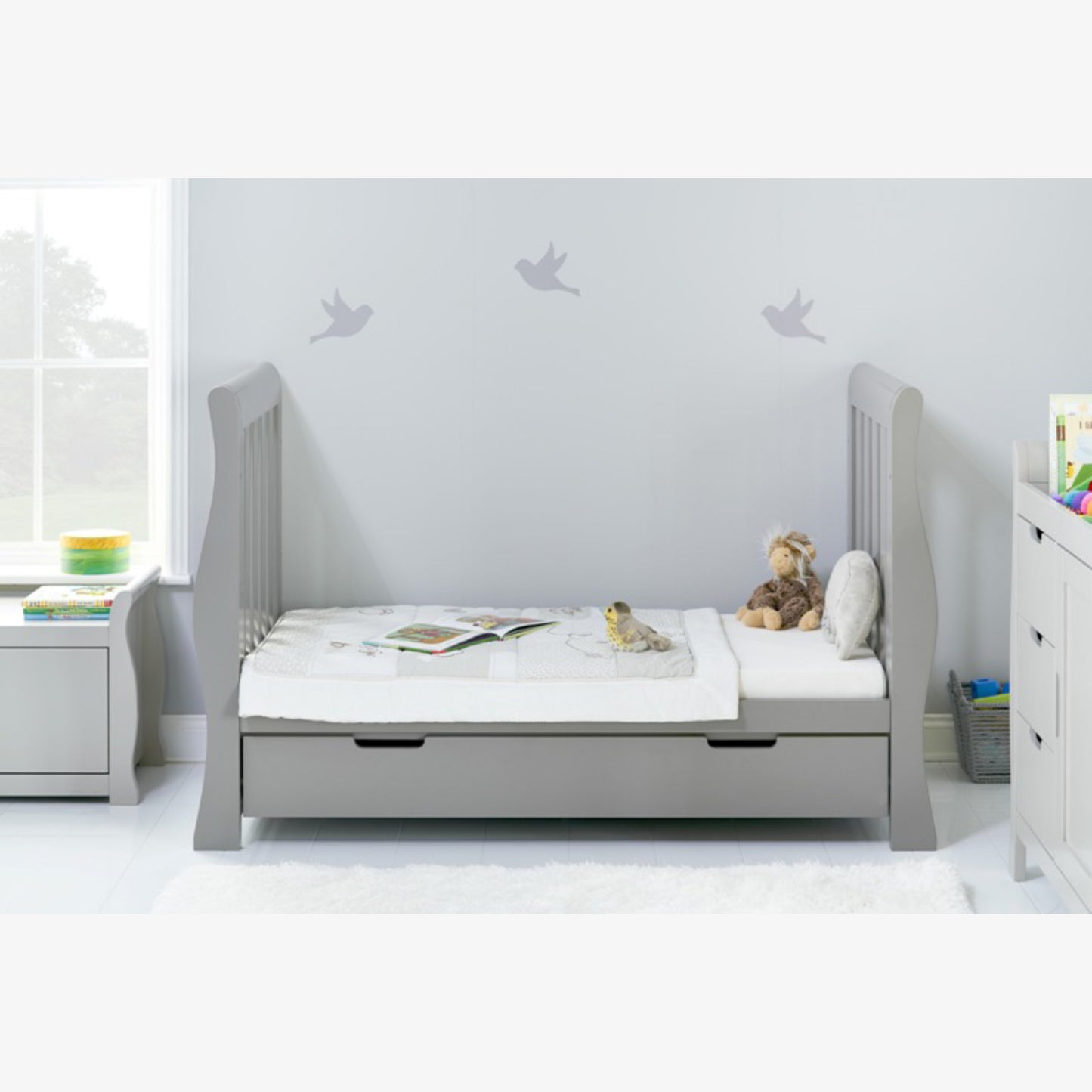 Obaby Stamford Luxe 4 Piece Room Set with Cot Bed, Dresser, Wardrobe & Tall Chest