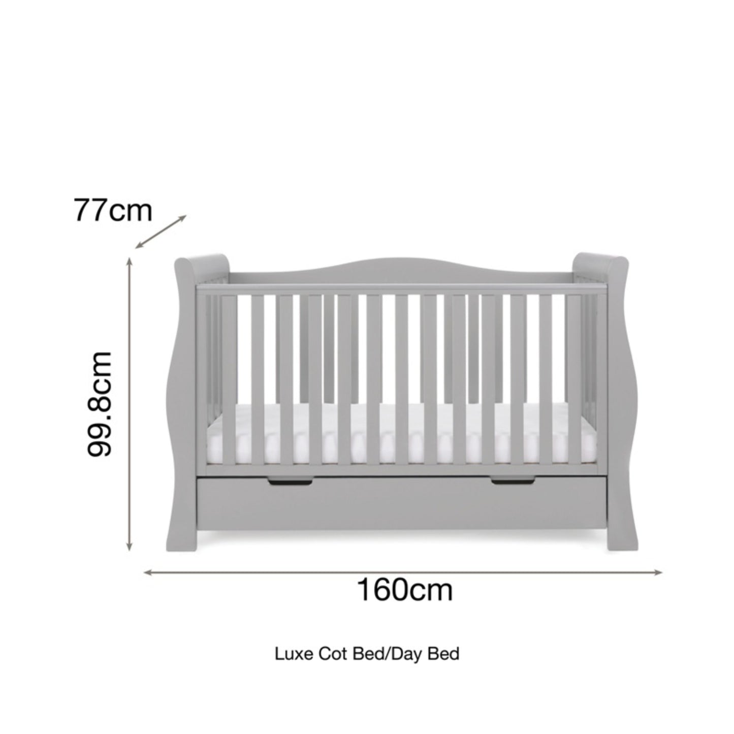 Obaby Stamford Luxe 4 Piece Room Set with Cot Bed, Dresser, Wardrobe & Tall Chest