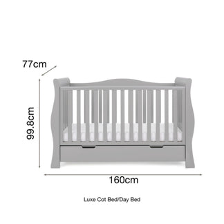 Obaby Stamford Luxe 7 Piece Room Set with Cot Bed, Dresser, Tall Chest, Toy Box, Shelf, Wardrobe & Glider Chair