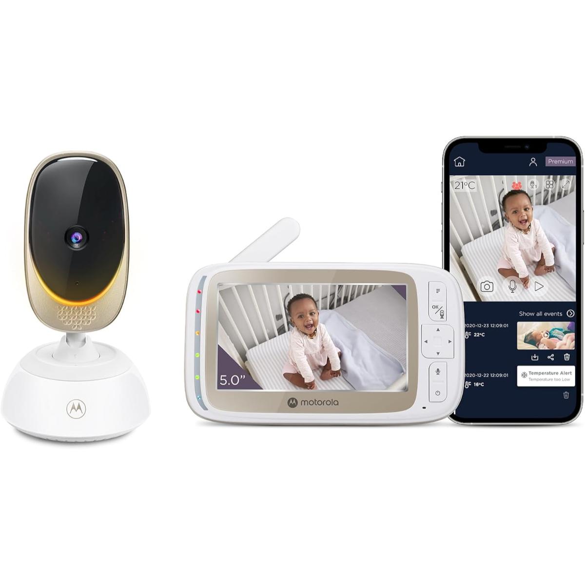 Motorola 5-Inch Smart WiFi Video Baby Monitor with Mood Light & Temperature Monitoring VM85