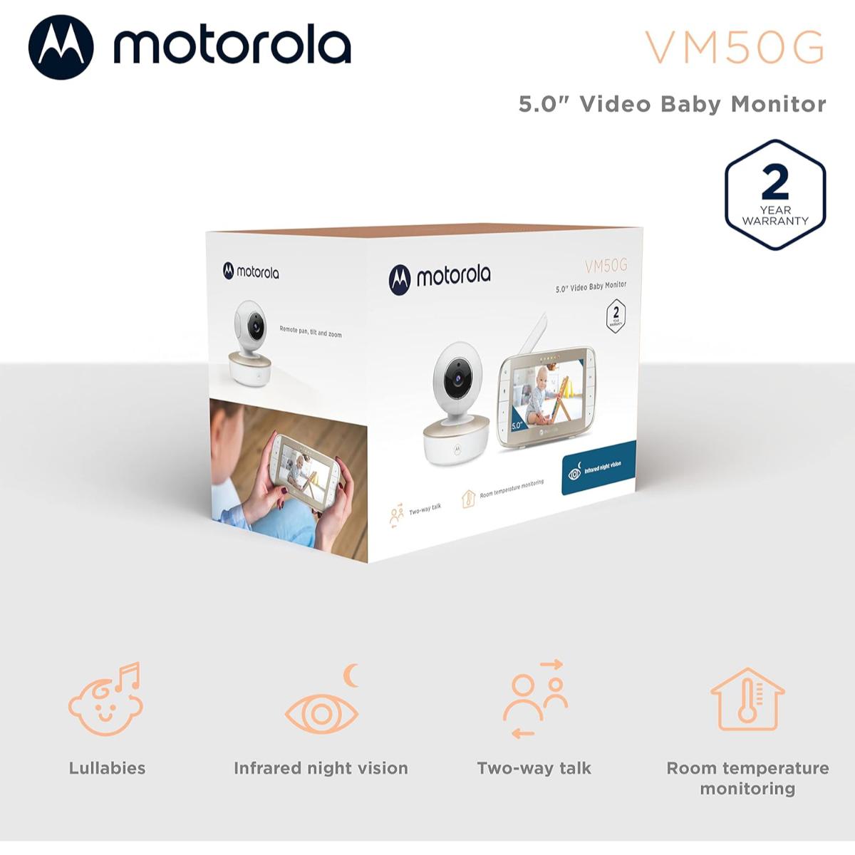 Motorola 5-Inch Video Baby Monitor with Remote Pan/Tilt & Temperature Monitoring VM50G