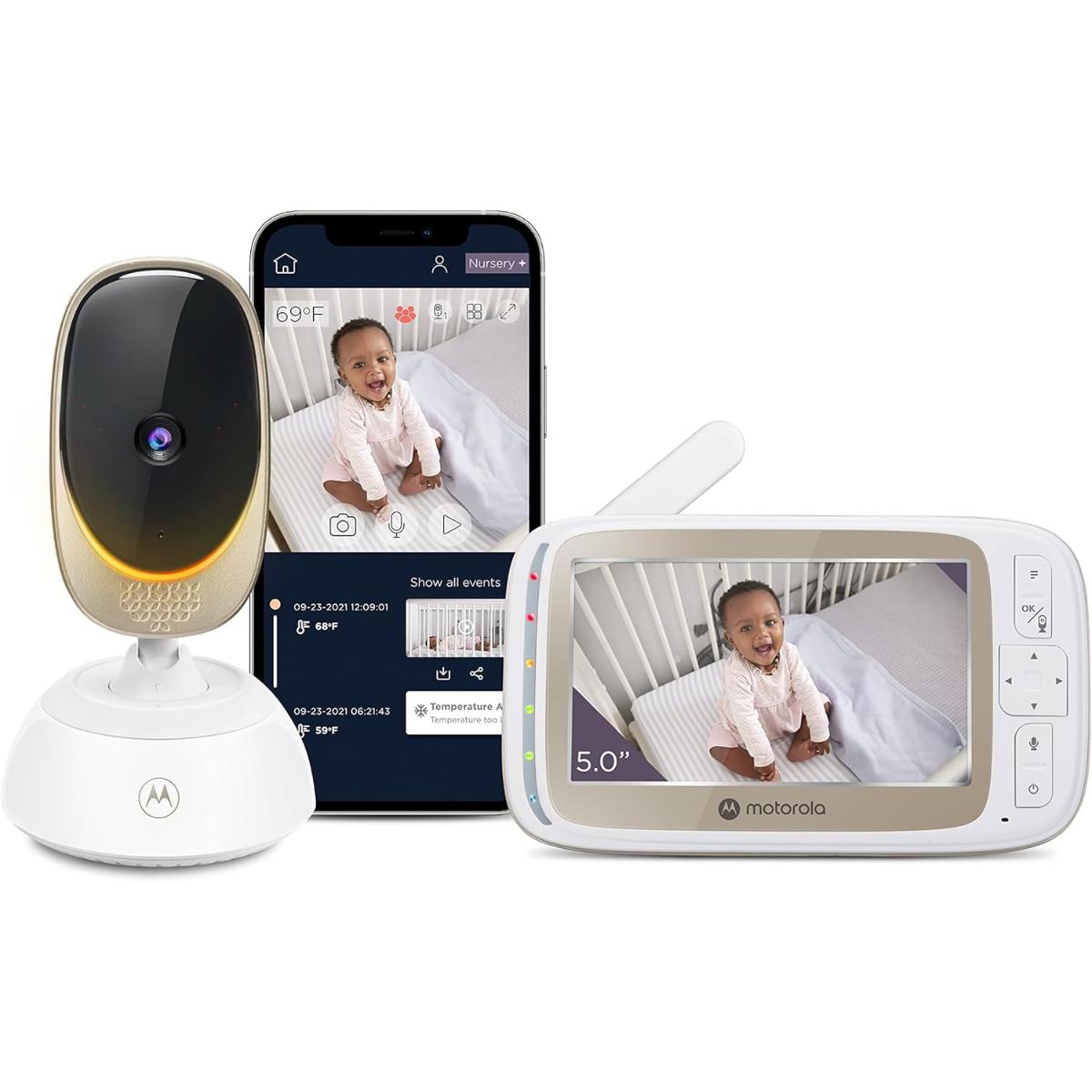 Motorola 5-Inch Smart WiFi Video Baby Monitor with Mood Light & Temperature Monitoring VM85