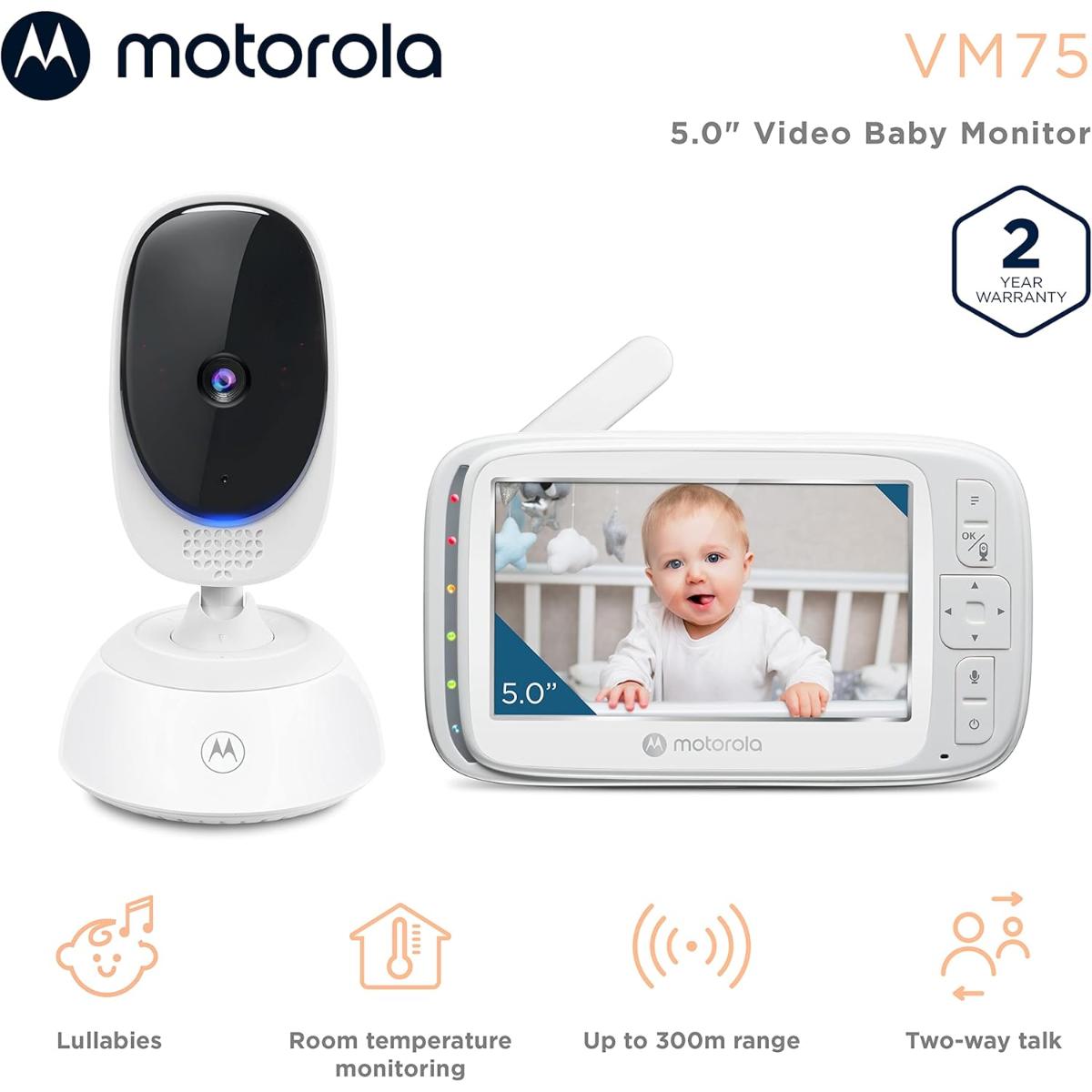 Motorola 5-Inch Video Baby Monitor with Remote Pan & Temperature Monitoring VM75