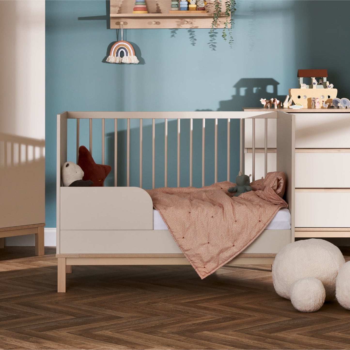 Obaby Astrid Mini 2 Piece Room Set with Cot Bed and Dresser Changer