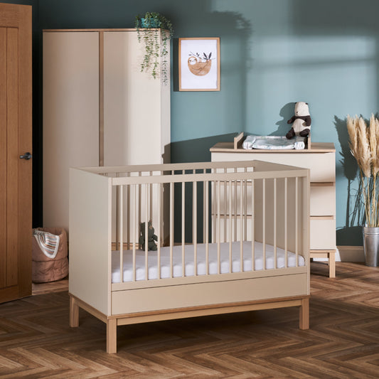 Obaby Astrid Mini 3 Piece Room Set with Cotbed, Dresser Changer and Wardrobe