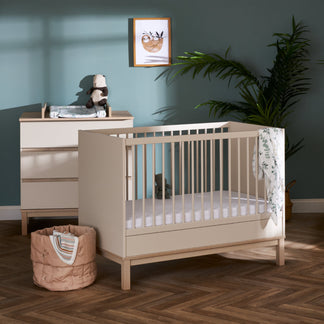 Obaby Astrid Mini 2 Piece Room Set with Cot Bed and Dresser Changer