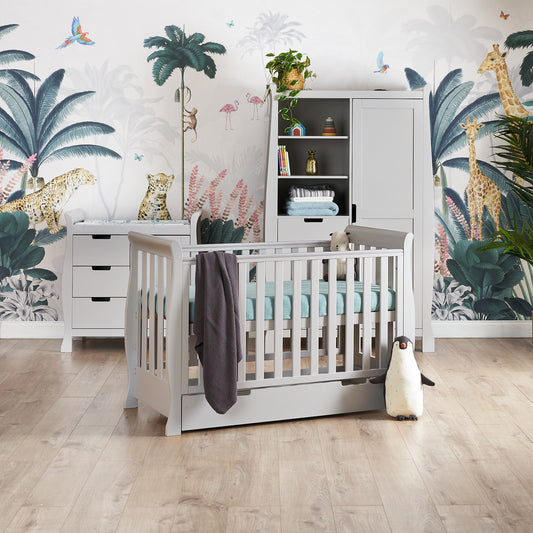 Obaby Stamford Mini 3 Piece Room Set with Cot Bed, Dresser Changer and Wardrobe