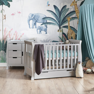 Obaby Stamford Mini 2 Piece Room Set with Cot Bed with Dresser Changer