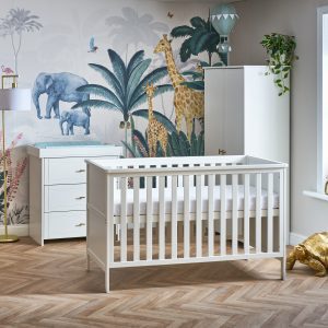 Obaby Evie Mini 3 Piece Room Set with Cot Bed, Dresser & Wardobe