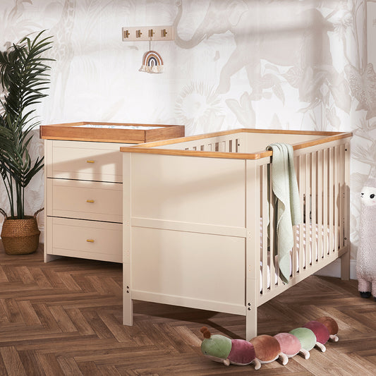 Obaby Evie Mini 2 Piece Room Set with Cot Bed & Dresser