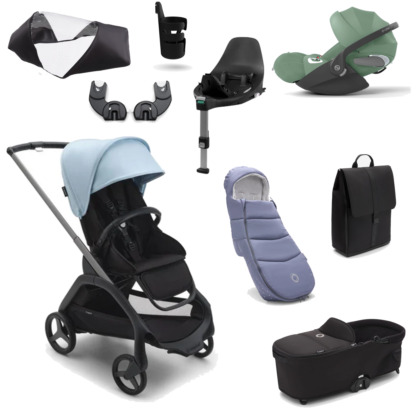 Dragonfly Essential Pushchair Bundle with Cybex Cloud T & Base T