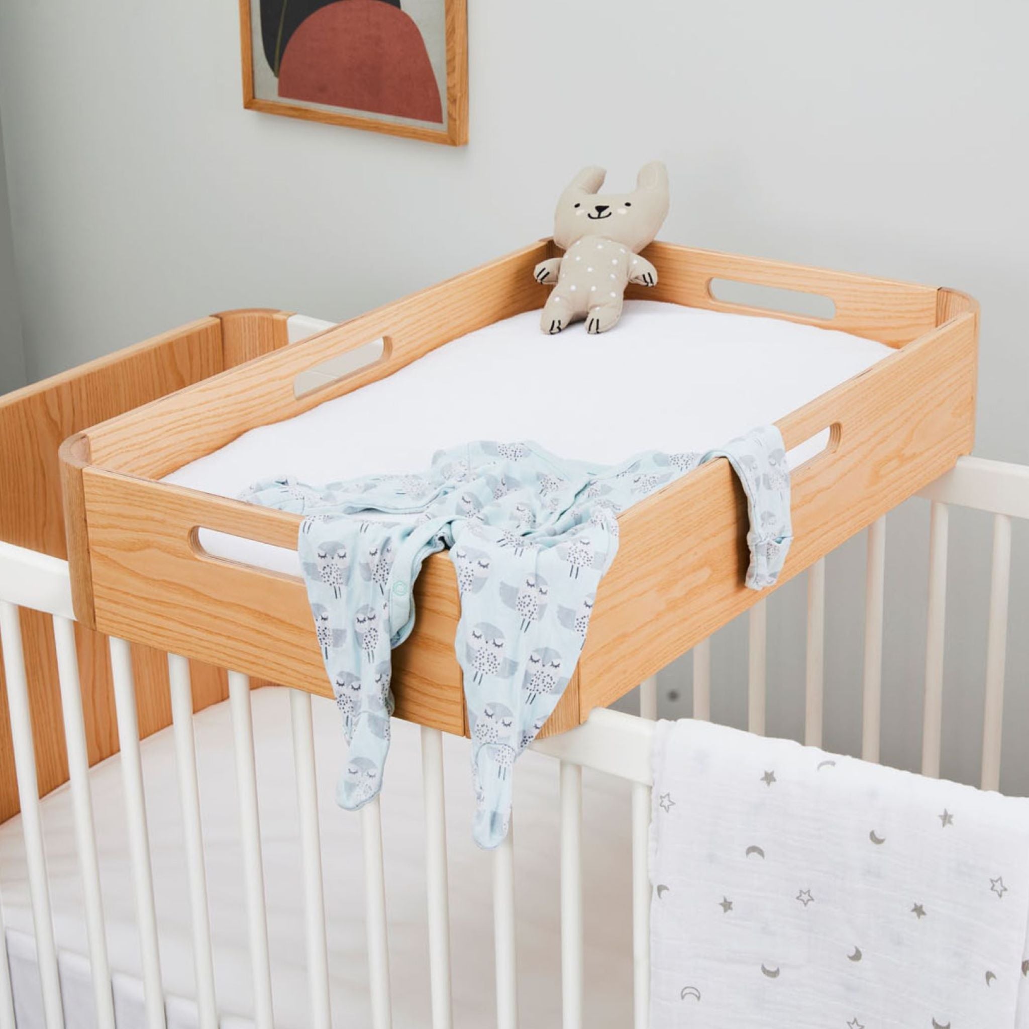 Natural wood cheap changing table topper