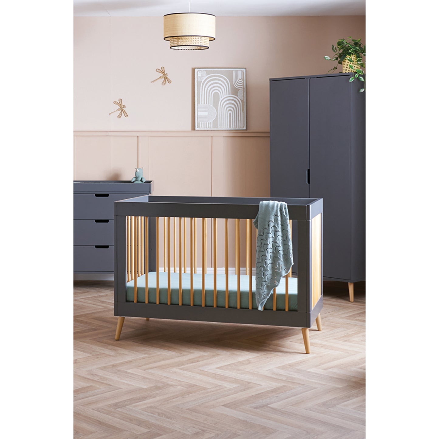 Obaby Maya Mini 3 Piece with Cot Bed, Dresser Changer & Wardrobe