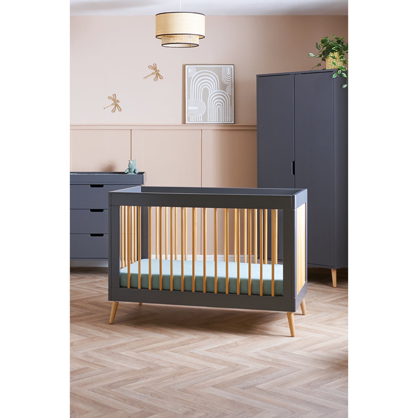 Obaby Maya Mini 3 Piece with Cot Bed, Dresser Changer & Wardrobe