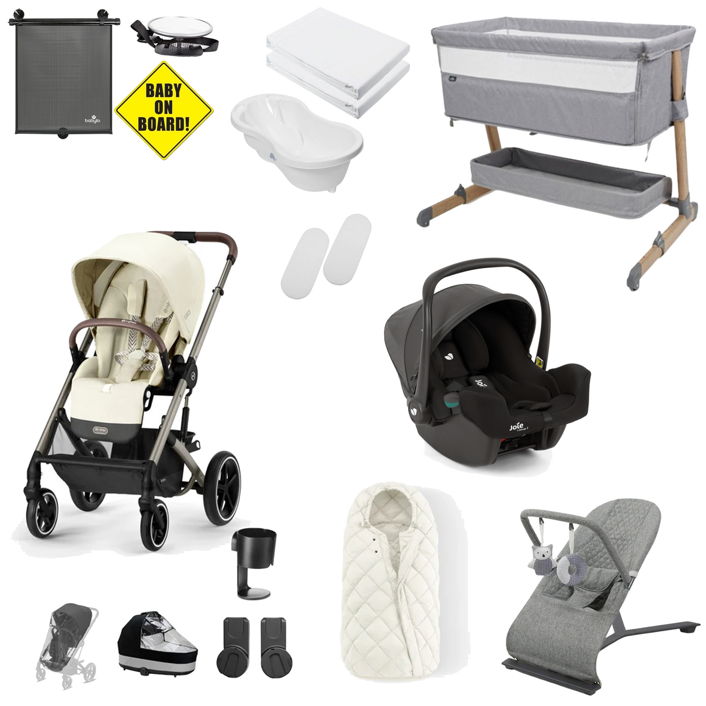 Cybex Balios Newborn Bundle with Joie iSnug Car Seat