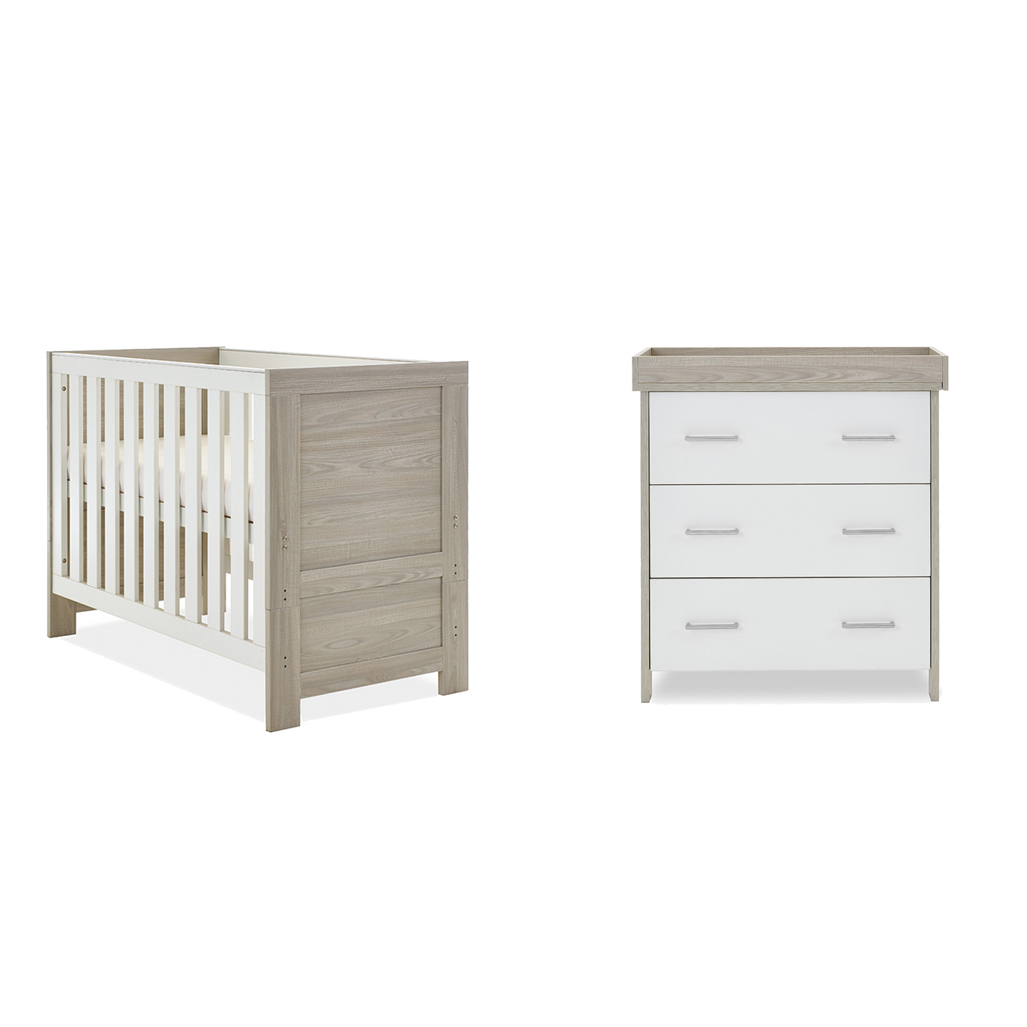 Obaby Nika Mini 2 Piece Room Set with Cot Bed and Dresser Changer