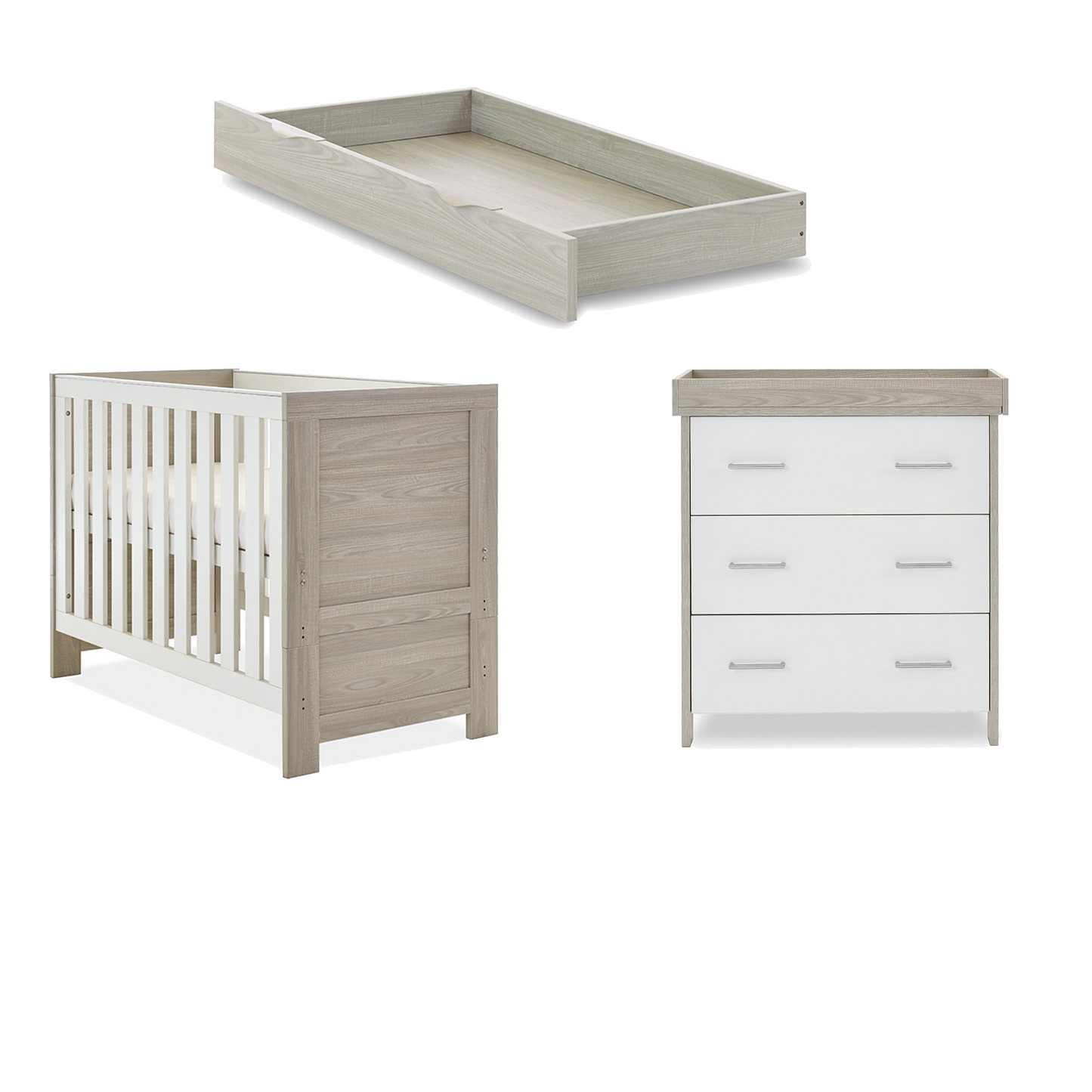 Obaby Nika Mini 2 Piece Room Set with Cot Bed and Dresser Changer