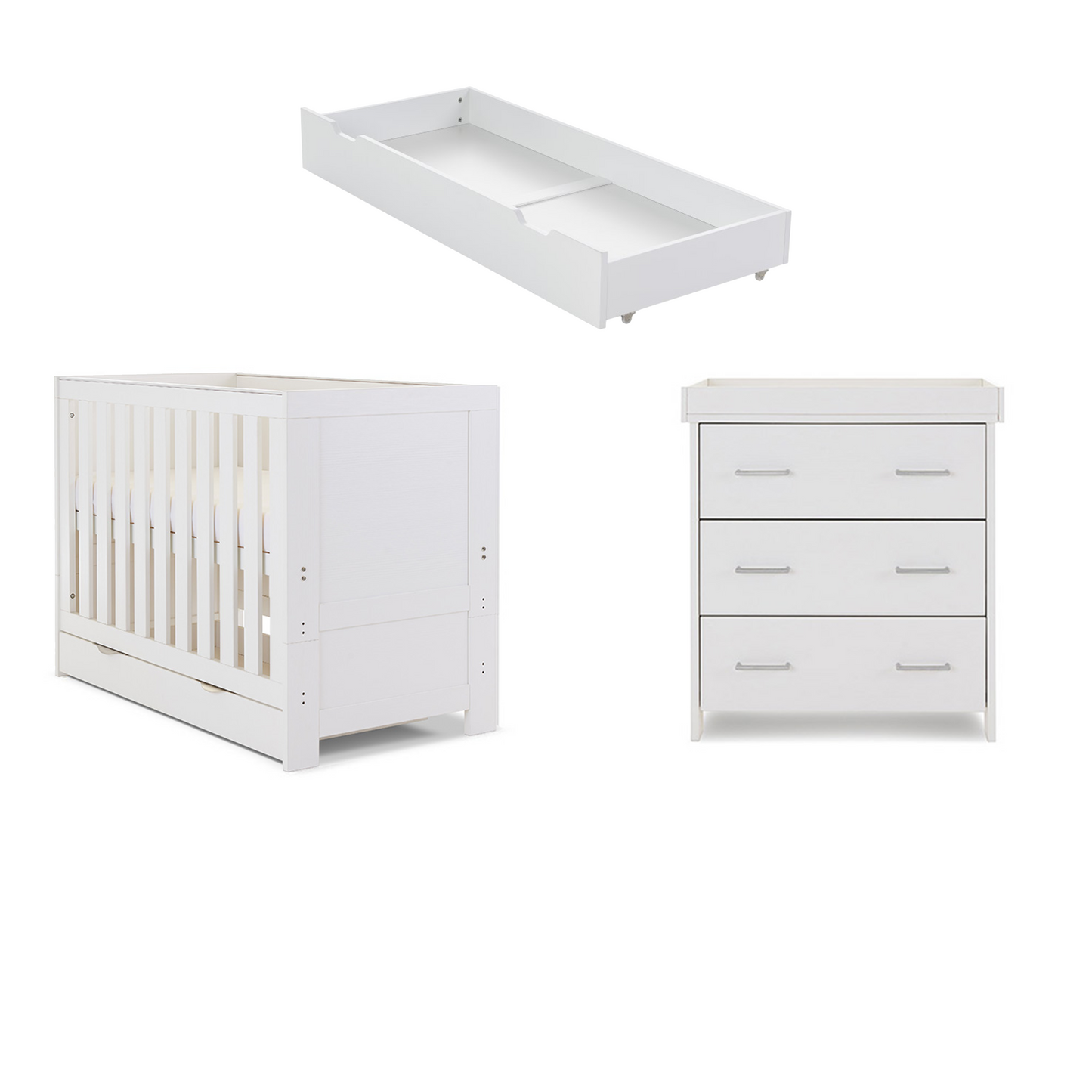 Obaby Nika Mini 2 Piece Room Set with Cot Bed and Dresser Changer