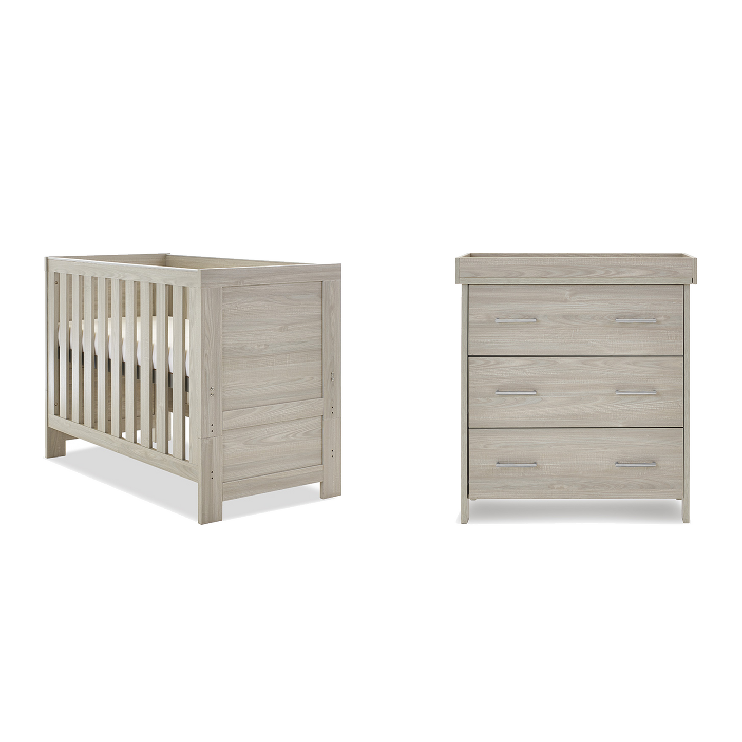 Obaby Nika Mini 2 Piece Room Set with Cot Bed and Dresser Changer