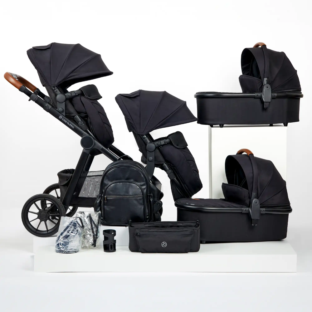 Ickle Bubba Virgo Twin Travel System with i-Size Cirrus Car Seats & ISOFIX Bases