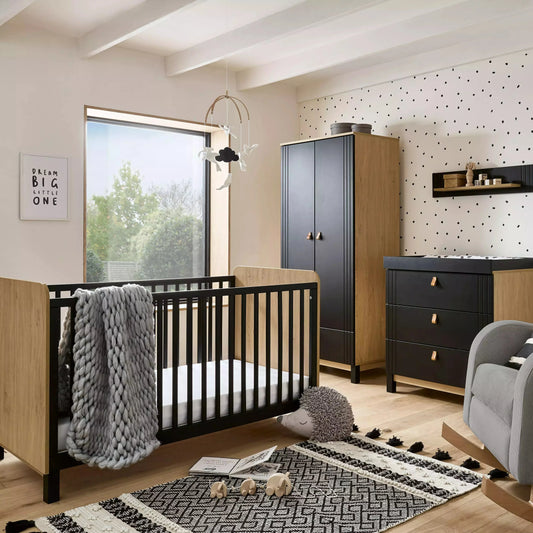 CuddleCo Rafi 3 Piece Set with Cot Bed, Dresser and Wardrobe