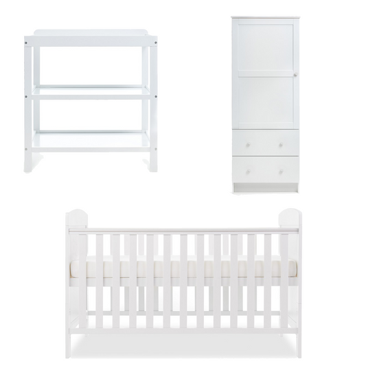 Obaby Grace Mini 3 Piece Room Set with Cot Bed, Changing Unit & Wardrobe